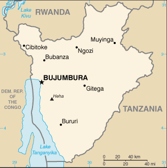 Landkarte Burundi Zentralafrika