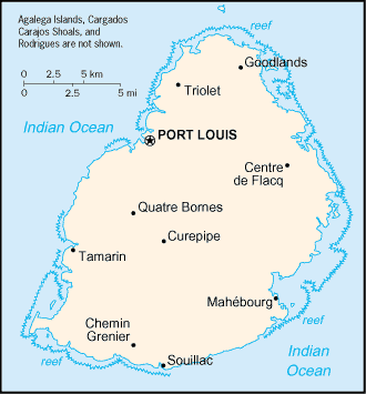 Karte Mauritius Afrika