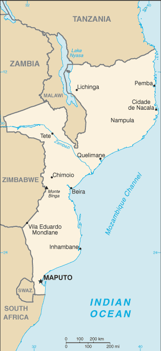 Karte Mosambik Afrika