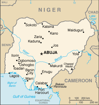 Karte Nigeria Afrika