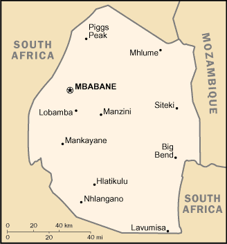 Landkarte Swasiland Afrika