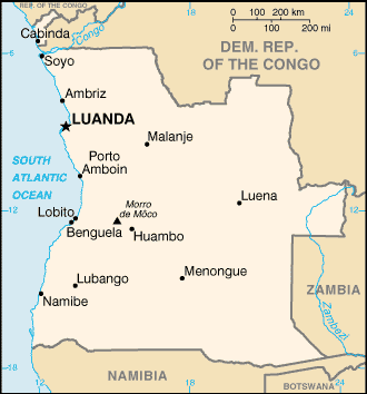 Ladkarte Angola Karte