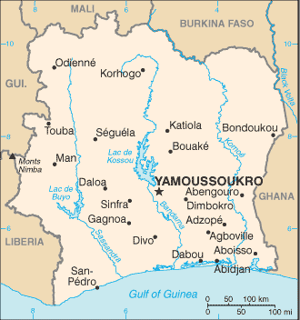 Landkarte Elfenbeinküste Karte
