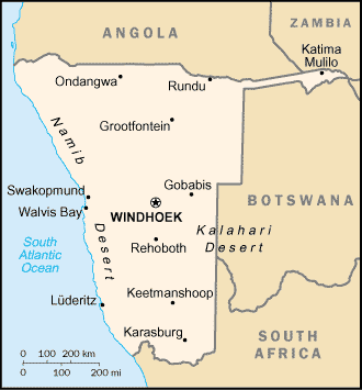 Karte Namibia Afrika