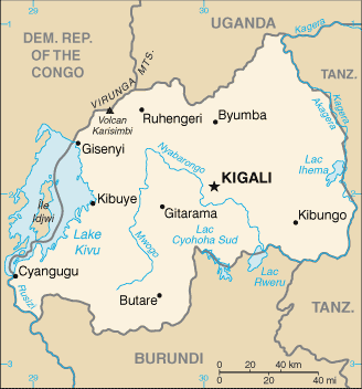Landkarte Ruanda Afrika