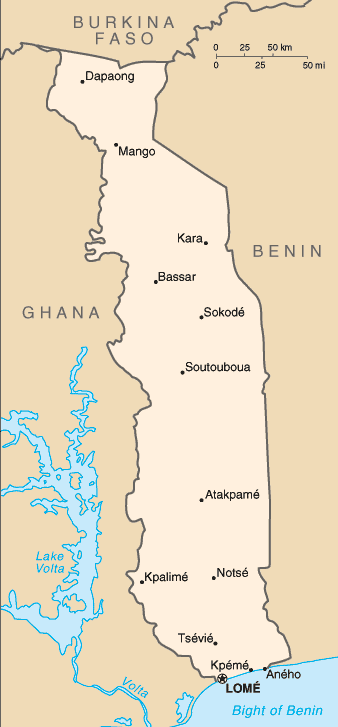 Togo, Landkarte, Karte