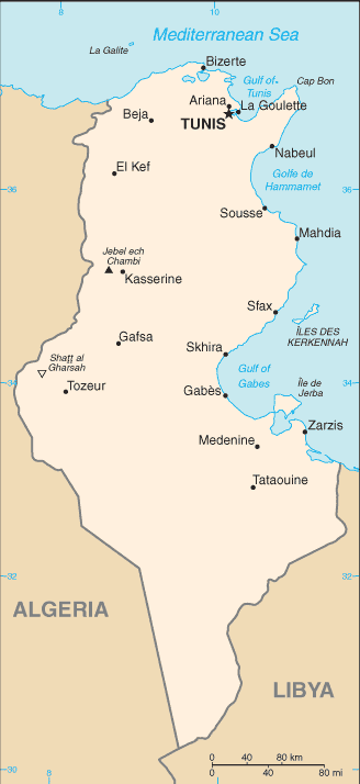 Landkarte Tunesien Afrika