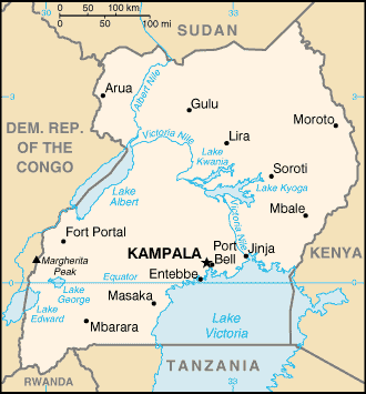 Landkarte Uganda Afrika